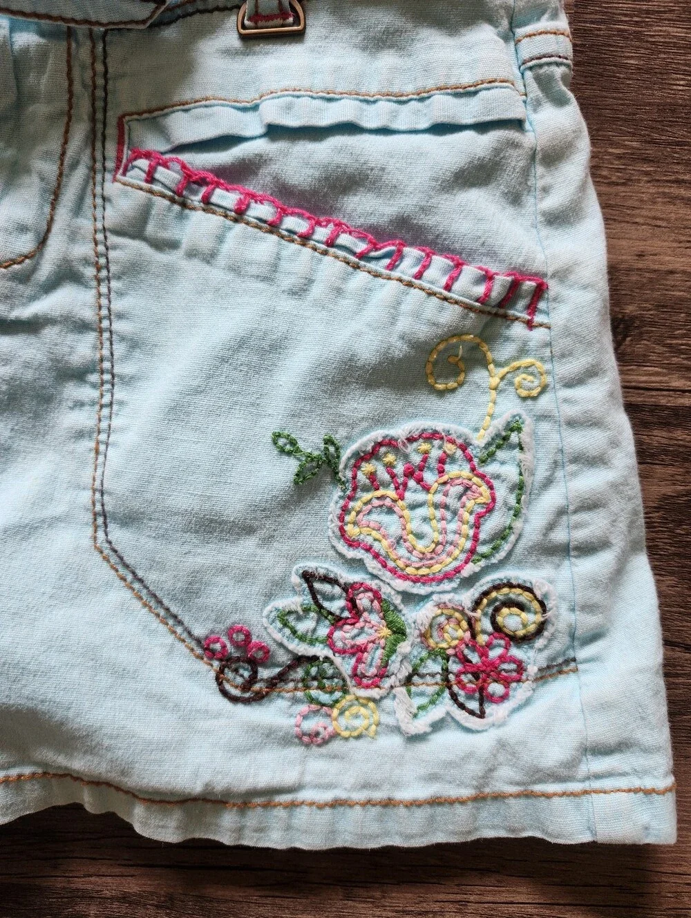 Y2k Nickelodeon Unfabulous Light Mint Embroidered Girls' Mini Boho Skirt Skort